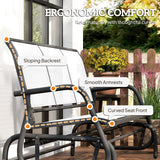 Outsunny 3-Person Patio Glider Bench, Outdoor Porch Glider Swing with 3 Seats, Breathable Mesh Fabric, Metal Frame, Cream White Outsunny