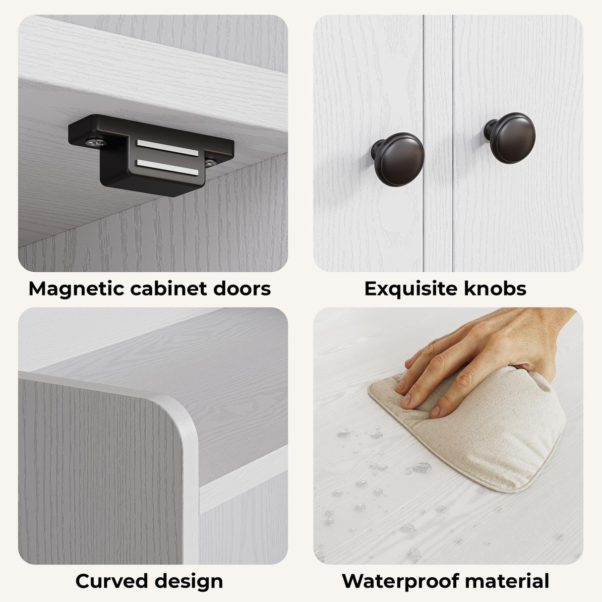 IRONCK Bookshelves and Bookcases with 4 Doors, 6-Tier Bookshelf with Storage Shelves 74.6 in Tall Bookcase for Home Office, Living Room, Bedroom, White IRONCK