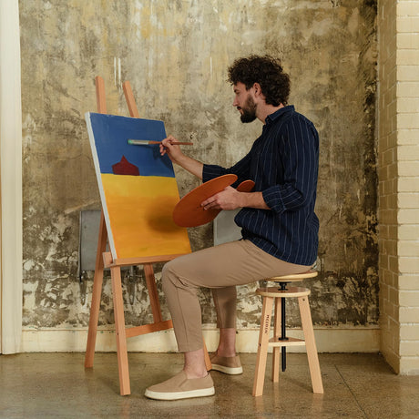 MEEDEN Wooden Drafting Stool with Adjustable Height, Artist Stool,Office Studio Stool, Up to 220 Lbs,German Beech Wood, Perfect for Artists Studio,Home Use,Kitchen,Bars MEEDEN