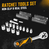 TOLSEN 89-Piece Tool Set Household Tool Kit, Hammer Screwdrivers Set, Tool Kit with Drill Bits, Socket Wrench Set, Hex Key Set, Tape Measure, with Plastic Toolbox Storage Case Tolsen