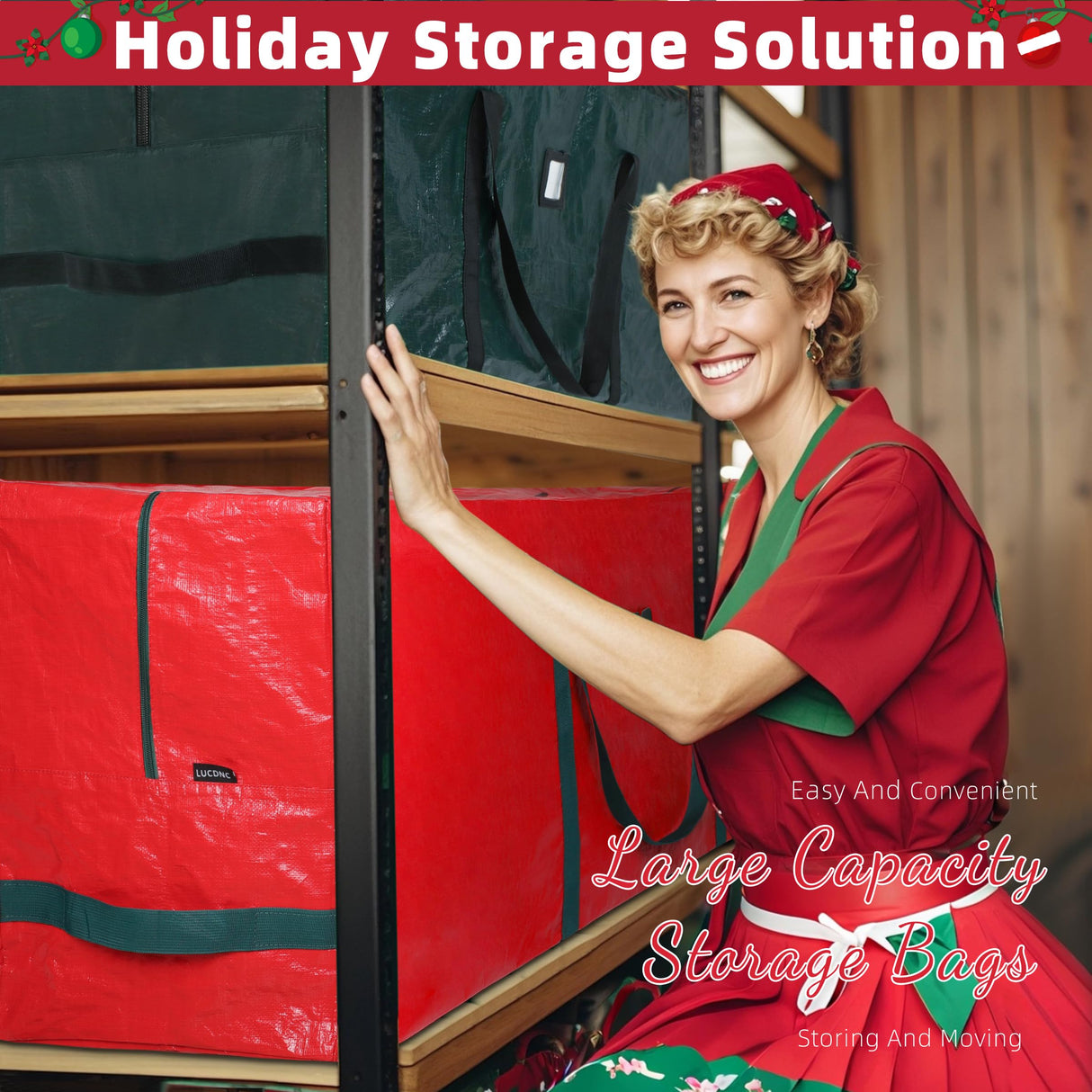 Large Christmas Tree Storage Bags Heavy Duty Tree Bags Holiday Storage Bags Protects From Moisture Or Dust,Alternative To Xmas Tree Storage Box (Green, 7.5 Ft) lucdnc