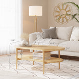 Nathan James Sonia Coffee Table with Storage Shelf, Light Wood/Rattan Nathan James