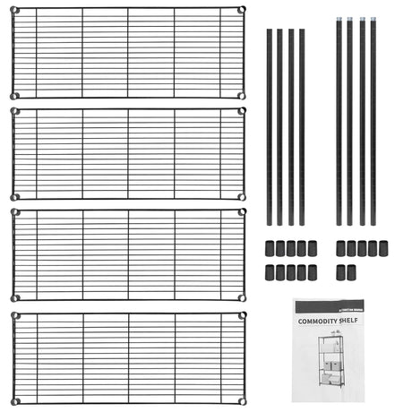 ZENY 4-Shelf Adjustable, Heavy Duty Storage Shelving Unit, Steel Organizer Wire Rack, Storage Rack with Leveling Feet for Kitchen Office Garage ZENY
