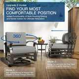 Kullavik Aluminum Patio Furniture Set with Propane Fire Pit Table 5-seat Metal Outdoor Furniture w/Fire Pit Patio Sectional Sofas w/5.1" Cushions for Patio, Backyard, Poolside-Grey Kullavik