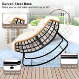 knocetx Rocking Egg Chair, Outdoor Rocking Chair with Thick Cushion, Modern Indoor Outdoor Papasan Rocking Chair, Lounge Rocker for Balcony, Living Room, Bedroom, Porch, Patio, Lawn, Garden (Ivory) knocetx