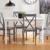Walker Edison 4 Person Modern Farmhouse Wood Small Dining Table Dining Room Kitchen Table Set Dining 4 X Chairs Set, 48 Inch, White and Grey Walker Edison