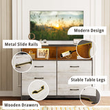 LIKIMIO 6 Drawer Dressers & Chests of Drawers for Bedroom, LED & USB Charging Modern Long Storage Cabinet, Mid-Century Tall Farmhouse Organizer Closet, Living Room Chest, Hallway, Rustic Wood LIKIMIO