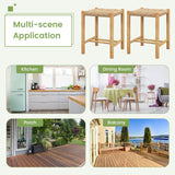Giantex Wood Stools Set of 2, 18" Tall Boho Backless Stool Chairs with Rubber Wood Legs, Max Load 330 Lbs, Armless Wicker Stools for Kitchen Dining Room Indoor Outdoor Giantex
