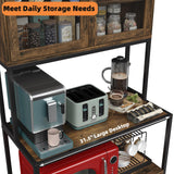 Furniouse 6-Tier Kitchen Bakers Rack with Power Outlet, Industrial Microwave Oven Stand with Shelves, Kitchen Utility Storage Shelf with Cabinet, Standing Storage Rack (Rustic Brown) Furniouse