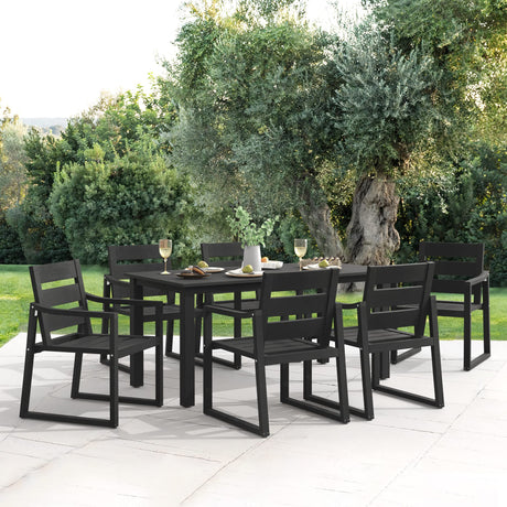 Cozyman 6-Person HDPS Outdoor Dining Table, Weather-Resistant Rectangle Patio Dining Table, 500LBS Weight Capacity, Outdoor Patio Table for Outside Indoor, Lawn, Garden, and Backyard, Black Cozyman