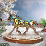 Drawelry 3D Wood Carving Animals Lamp - Creative Bear Elk Wooden Sculpture Ornaments Home Living Room Office Decorative Warm LED Night Light Christmas Birthday Gifts for Friend Son Dad (Horse) Drawelry