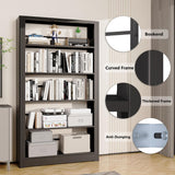 Metal Bookshelf,69" Tall Wide Industrial Bookshelf,5-Tier Sturdy Bookcase with Adjustable Shelves,Heavy Duty Strong open bookshelf,Black Bookcase with 6 Shelves for Office, Living Room, Library ZONLESON