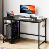 JOISCOPE Home Office Desk with Double Reversible Side Shelves and Headphone Hooks, Small Computer Desk for Working, Gaming, Studying, 48 inches, Black JOISCOPE