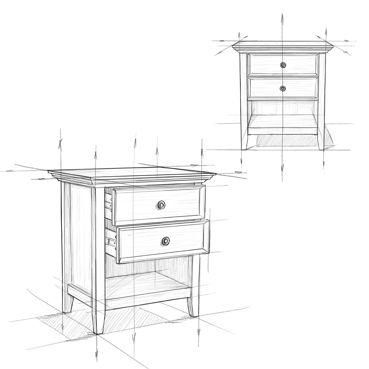 SIMPLIHOME Amherst 24 Inch Wide Night Stand, Bedside table, Rustic Natural Aged Brown SOLID WOOD, Rectangle, with Storage, 2 Drawers and 1 Shelf, For the Bedroom, Transitional SIMPLIHOME