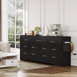 YITAHOME Drawers TV Stand for 65 inches with Power Outlets -Chest of Drawers Dresser with Side Organizer Bag Entertainment Center TV Console, Black YITAHOME