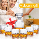 Whiskey Decanter Set for Men, Whiskey Glasses and Decanter with Cooling Stones Clear Glass Whisky Liquor Decanter Set for Whiskey Bourbon Rum Men Fathers'Gift INFTYLE