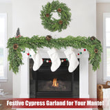 Artgar 6 Ft Christmas Garland - Cedar Garland - Cypress Garland with Pine Cone - Real Touch Pine Garland - Garland Christmas Decorations for Home Dining Table Mantel Porch Winter Christmas Decor Artgar