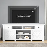DWVO Farmhouse TV Stand for 75 Inch TV, Entertainment Center with Storage Cabinets, Media Console, TV Table with Drawers, TV Stands for Living Room, White DWVO