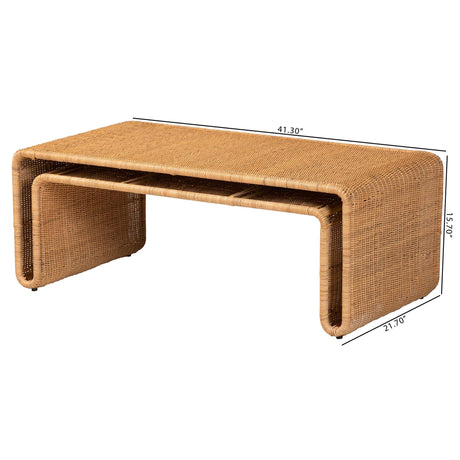 Bali & pari Nevada Rattan Coffee Table – Handwoven Boho Accent Table, Light Honey bali & pari