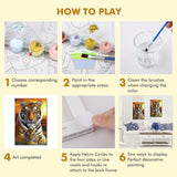 Bowetile Framed Paint by Numbers Tiger for Adults Beginners, Adults' Paint-by-Number Tiger Kits, Easy Adult Paint by Number Kits on Canvas, Acrylic Animals Number Painting for Home Decor, 8x12in Bowetile