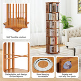 Athena Collection Rotating Bamboo Bookshelf, 6-Tier Floorstanding Corner Bookcase, 360-Degree Modern Open Book Storage Rack for Living Room Bedroom Office Furniture, Brown Athena Collection