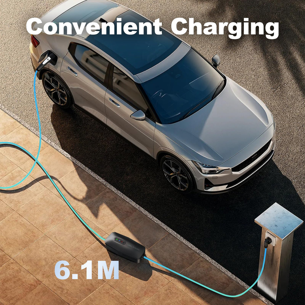 EV Charger for Tesla 16A, Electric Vehicle Portable Charger with 20FT Cable, Home EV Charging Station for J1772 Electric Cars, 16Amp 110V-240V, NEMA 6-20 & NEMA 5-15 Plug VDLPOWERVP