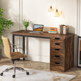 Tribesigns 47 inches Vanity Desk with 5 Drawers (Brown+Brown) Tribesigns