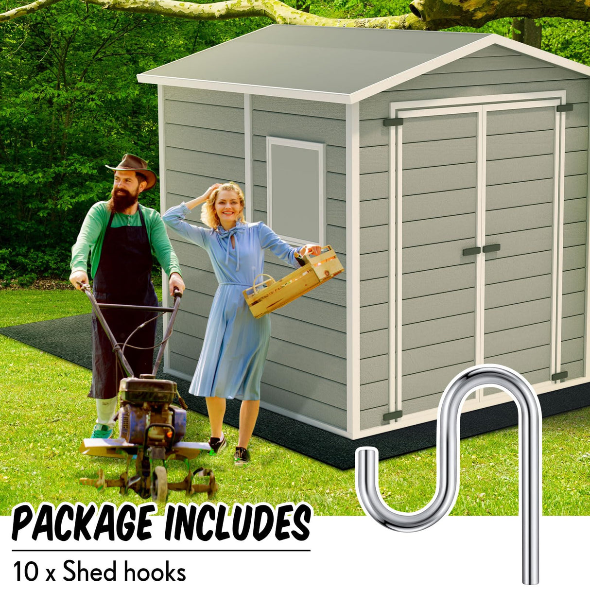 Blulu 10 Pcs 2'' Long Shed Hooks Shed Accessories for Hanging Heavy Duty Individual Utility Hooks Universal Wall Mounted J Utility Hangers for Tools Shovels Rakes Storage (Silver) Blulu