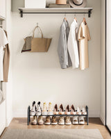 SONGMICS Expandable Shoe Rack, 1 Tier Shoe Rack Shelf, Adjustable Shoe Organizer Storage for 10 Pairs of Shoes, Metal Free Standing Shoe Racks for Closet, Front Door Entryway, Easy Assembly, Ink Black SONGMICS