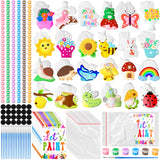 24 Set Ceramic Painting Kit for Kids DIY Ceramic Painting Figures Paint Your Own Flower Butterfly Statues Paint Craft Unpainted Plaster Figurines with Magnet Brush Paints for Adult(Adorable) Relaxweex