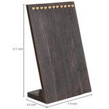 MyGift 12-Inch Rustic Brown Solid Wood Multiple Necklace Holder Stand, Freestanding Jewelry Stand Chain Organizer Display Rack with 11 Brass-Tone Peg Hooks MyGift