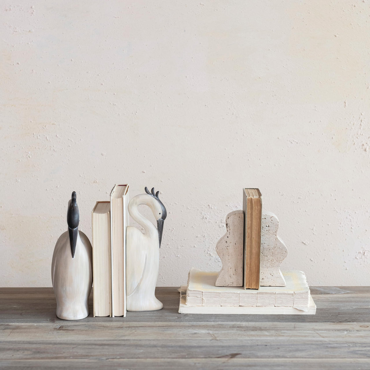 Creative Co-Op Decorative Travertine Wave Bookends, Natural, Set of 2 Creative Co-Op