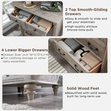 T4TREAM Farmhouse 6 Drawers Dresser Chests for Bedroom w/4 Solid Wood Feet & Column Decor, Tall Wood Country Rustic Chest of Drawers, Storage T4TREAM