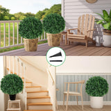 Grooy Artificial Boxwood Topiary Ball Tree with Ground Spike, Set of 2 Artificial Shrub Bushes, Fake Evergreen Tree for Porch, Artificial Plants for Outdoor Planters Indoor UV Resistant Grooy