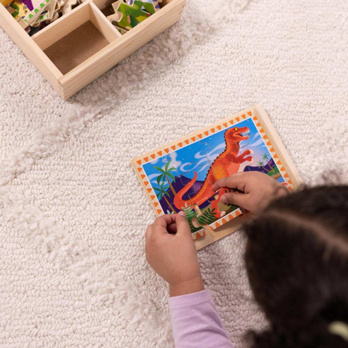 Melissa & Doug Dinosaurs 4-in-1 Wooden Jigsaw Puzzles in a Storage Box (48 pcs) - FSC Certified Melissa & Doug