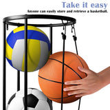 RunNico Columnar Vertical Ball Racks- 40x13.2 Inch Rolling Basketball Holder Wall Mount-Garage Sports Ball Storage for Indoor Rooms and Gyms RunNico