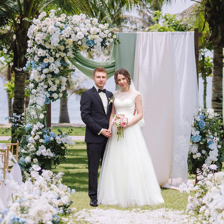 Xiomot 7.2FT Wedding Arch Square Wood Wedding Arches for Ceremony Wooden Wedding Arbor Backdrop Stand for Indoor Outdoor Wedding Party Proposal Scene Garden Beach Forest Rustic Boho Decoration Xiomot