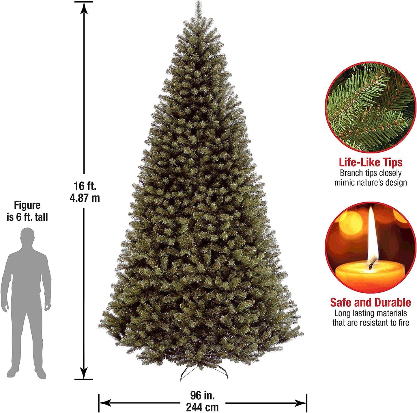 National Tree Company Artificial Giant Christmas Tree, Green, North Valley Spruce, Includes Stand, 16 Feet