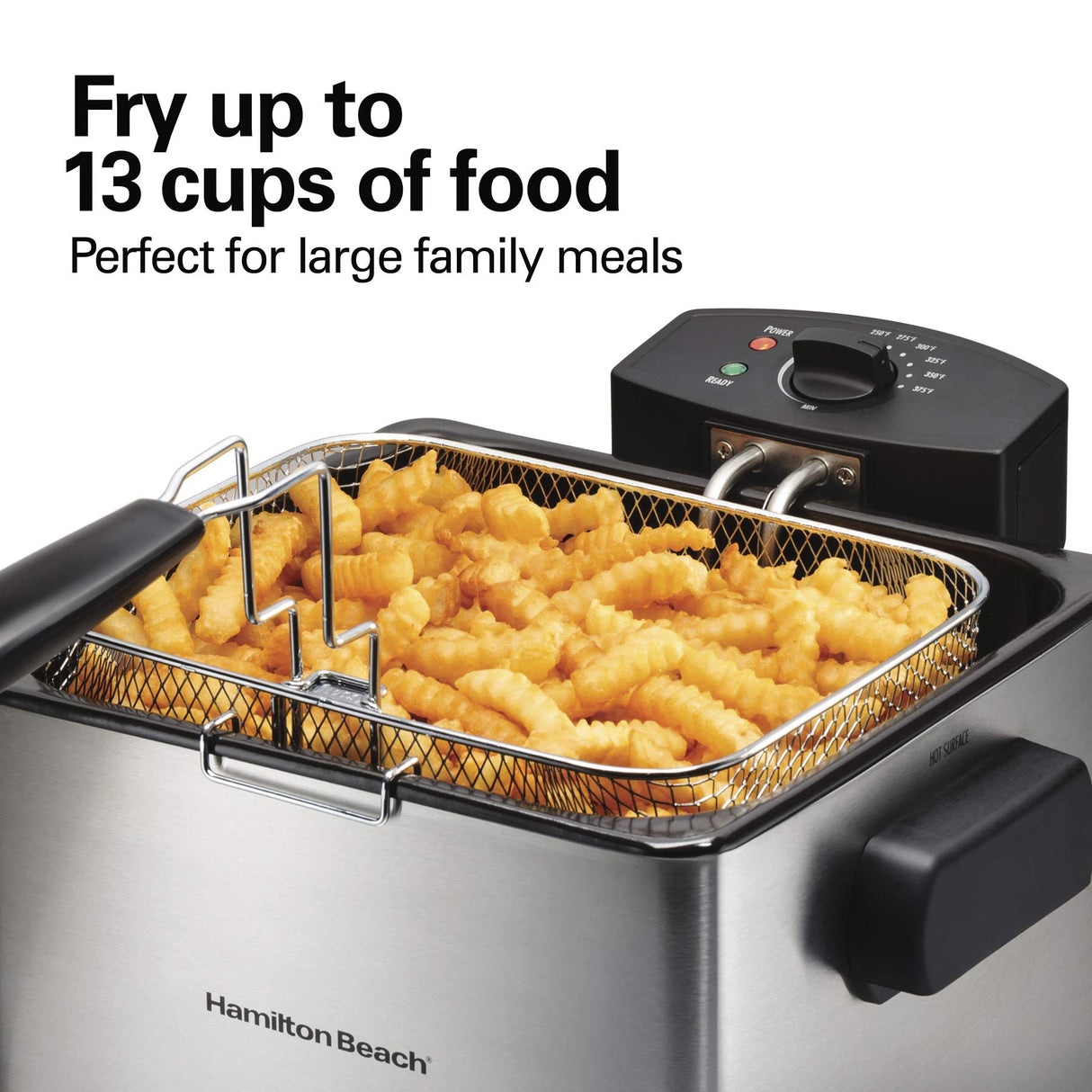 Hamilton Beach 35042 Professional Style Electric Deep Fryer, XL Frying Basket, Lid with View Window, 1800 Watts, 21 Cups / 5 Liters Oil Capacity, Stainless Steel Hamilton Beach