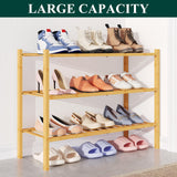 Smiry Bamboo Shoe Rack for Closet, 3 Tier Wooden Stackable Shoe Organizer, Free Standing Shoes Storage Shelf for Entryway, Front Door Entrance, Natural Smiry
