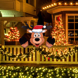 Christmas Fence Peeker Decoration, Over The Fence Holiday Outdoor Yard Reindeer Peeker for Garden Fence PEUTIER