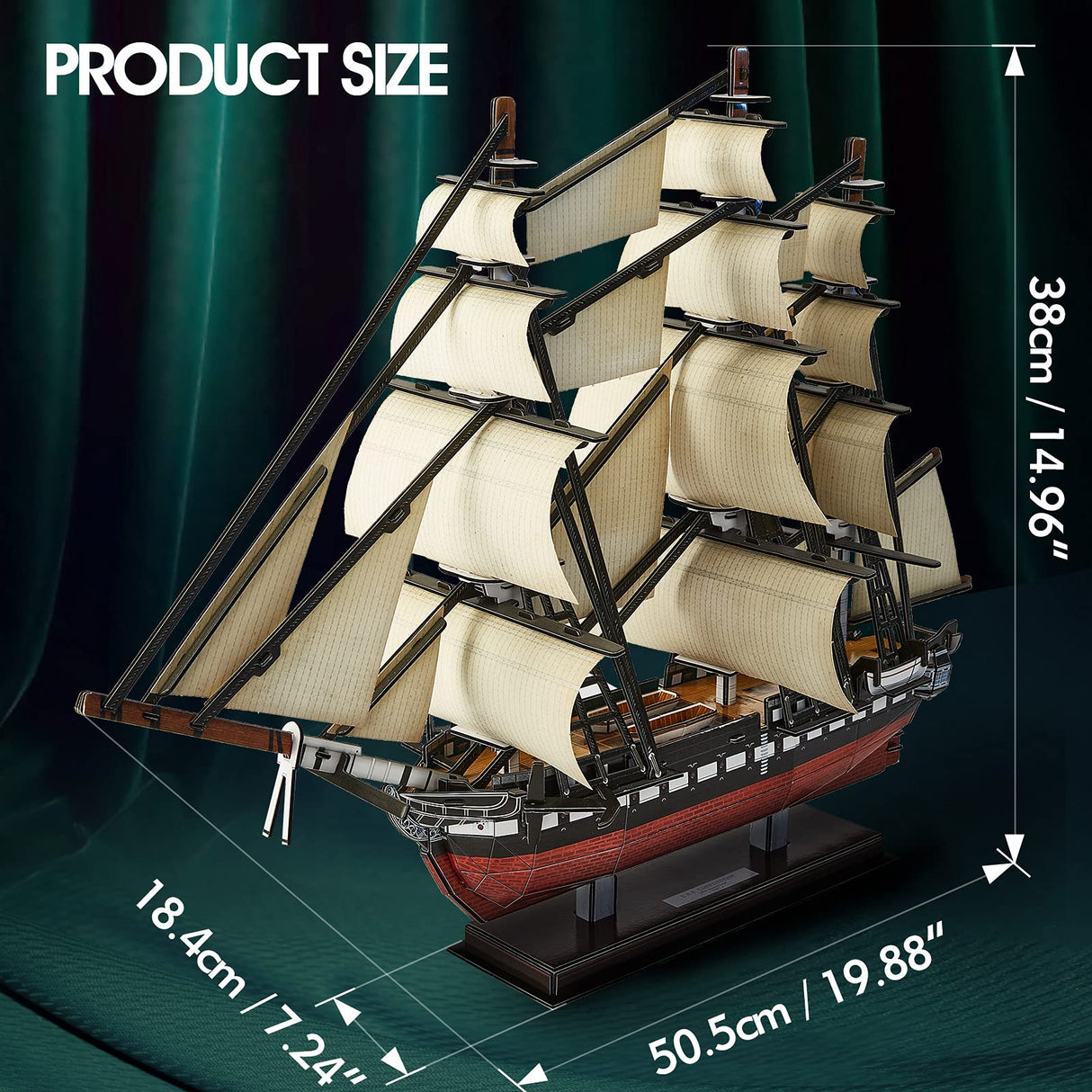 CubicFun 3D Ship Puzzles for USS Constitution Sailing Boat Models for Adults and Teens Toys, 193 Pieces CubicFun