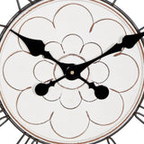 Deco 79 Wooden Floral Decorative Wall Clock Carved Wall Clock for Home with Black Metal Accents, Wall Clock for Room 32" x 2" x 32", White Deco 79