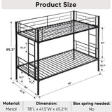 Yehha Metal Bunk Beds for Kids & Youths, Twin Over Twin Bunk Bedframe with 2 Ladders and Full-Length Guardrail, No Box Spring Needed, Noise Free, Convertible 2 Beds, Young Black Yehha