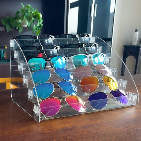 MineSign Sunglasses Organizer Clear Eyeglasses Display Case Sticker Display Tray For Glasses Tabletop Holder Stand (6 layer) MineSign