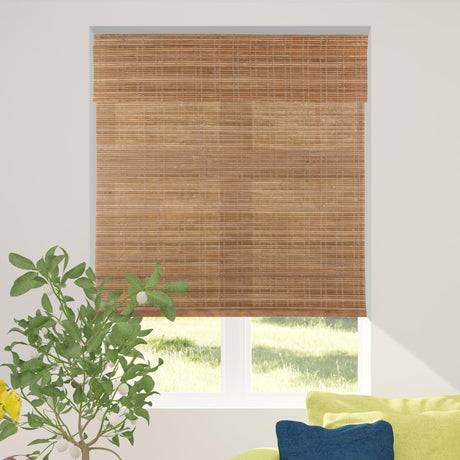 CALYX INTERIORS Cordless Bamboo Roman Shade Blind, Light Filtering, 32.5" W x 64" H, Ceylon Chestnut Calyx Interiors