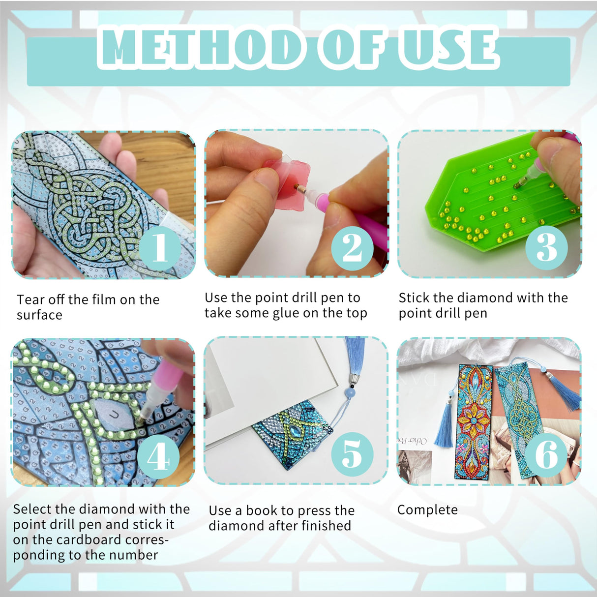 SEREDH 12 Pcs DIY Celtic Diamond Art Bookmarks Kit: 12 Unique Bible-Themed Designs, Acrylic Dotz, Rhinestone Bookmarks with Tassels SEREDH