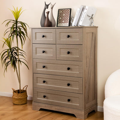 spanspace 7 Drawers Tall Dressers for Bedroom, 44" Wood Chest of Drawers with Metal Handle, Farmhouse Dresser for Living Room, Hallway