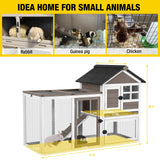 Aivituvin 51.6''L Rabbit Hutch Outdoor Chicken Coop Indoor Bunny Cage with Run,Guinea Pig House Pull Out Upper Tray (51.6" L x 25.2" W x 36.2" H, Brown-1 Set) Aivituvin
