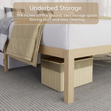 14 Inch Bamboo Bed Frame – Queen Size Solid Wood Platform Bed Frame, Strong and Stable, with Non-Slip Slats for Support, No Box Spring Needed, Easy to Assemble, Noise-Free (Natural, Queen) BambooSync